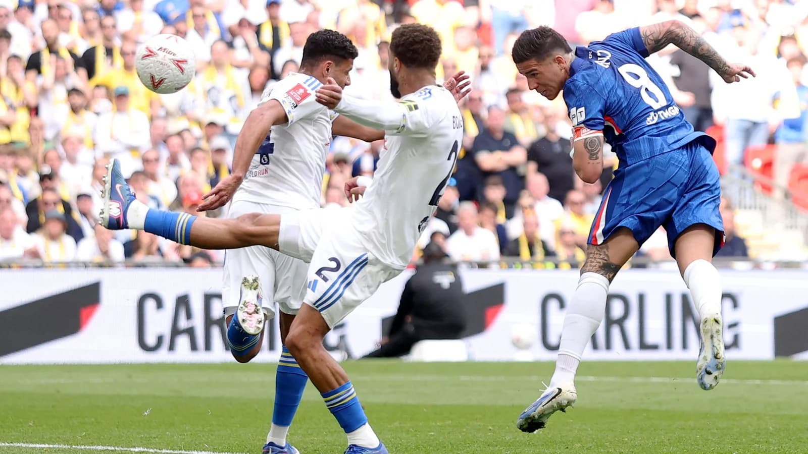 Enzo Fernandez heads Chelsea in front at Wembley