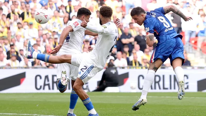 Enzo Fernandez heads Chelsea in front at Wembley